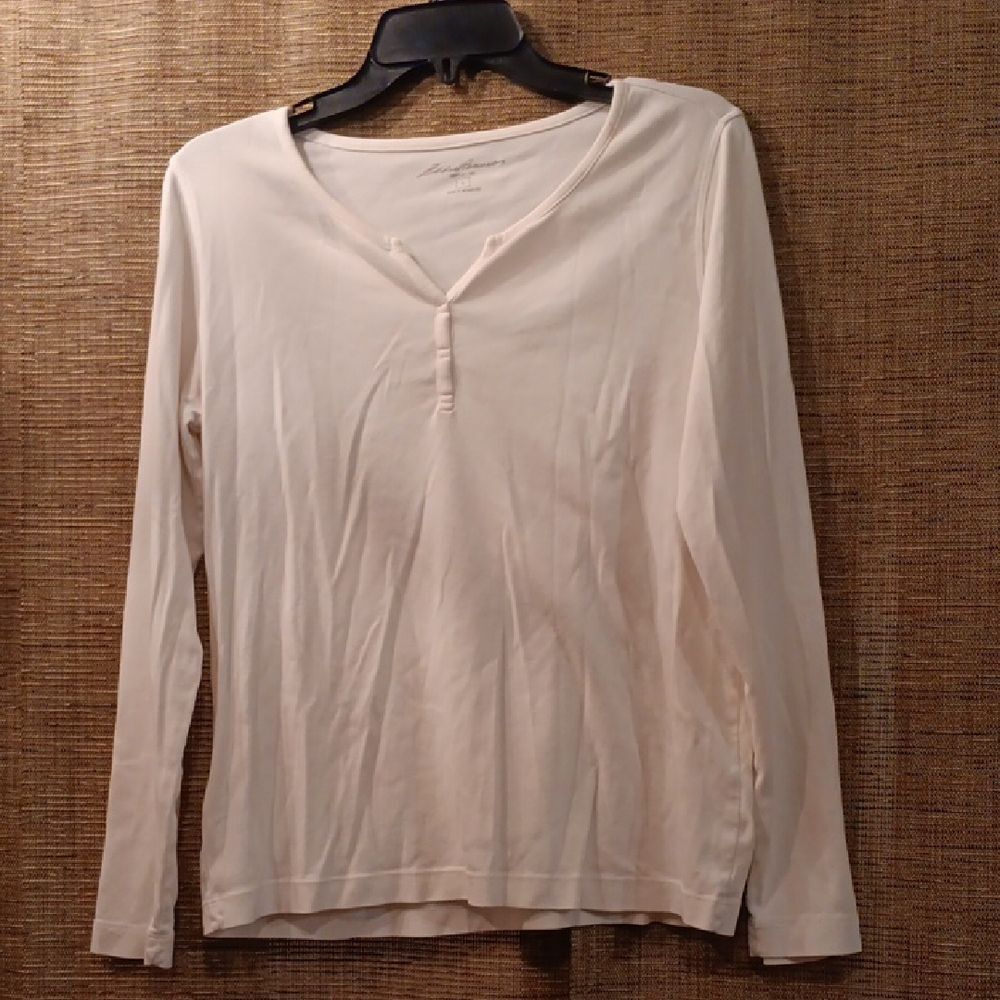 Eddie Bauer White Cotton Long Sleeve Tee Shirt